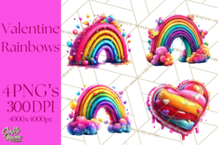 Bright Valentine Rainbows, Red Pink Hearts, Glossy Love Product Image 1