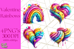 Bright Valentine Rainbows, Red Pink Hearts, Glossy Love Product Image 1