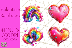 Bright Valentine Rainbows, Red Pink Hearts, Glossy Love Product Image 1