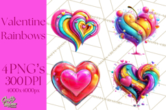 Bright Valentine Rainbows, Red Pink Hearts, Glossy Love Product Image 1