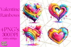 Bright Valentine Rainbows, Red Pink Hearts, Glossy Love Product Image 1