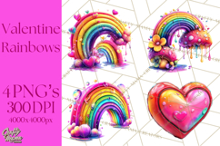 Bright Valentine Rainbows, Red Pink Hearts, Glossy Love Product Image 1