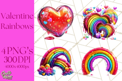 Bright Valentine Rainbows, Red Pink Hearts, Glossy Love Product Image 1
