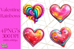 Bright Valentine Rainbows, Red Pink Hearts, Glossy Love Product Image 1
