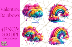 Bright Valentine Rainbows, Red Pink Hearts, Glossy Love Product Image 1