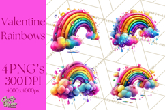 Bright Valentine Rainbows, Red Pink Hearts, Glossy Love Product Image 1