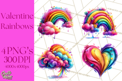 Bright Valentine Rainbows, Red Pink Hearts, Glossy Love Product Image 1