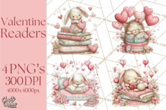 Valentine Reading Animals Clipart for Classroom Crafts Product Image 1