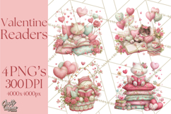 Valentine Reading Animals Clipart for Classroom Crafts Product Image 1