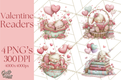 Valentine Reading Animals Clipart for Classroom Crafts Product Image 1