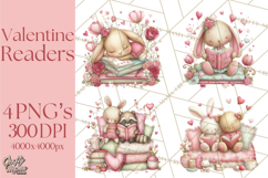 Valentine Reading Animals Clipart for Classroom Crafts Product Image 1