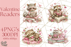 Valentine Reading Animals Clipart for Classroom Crafts Product Image 1