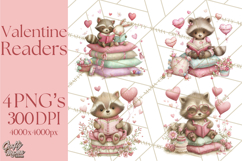 Valentine Reading Animals Clipart for Classroom Crafts Product Image 1