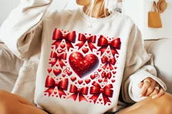 Valentine's Day Glitter Coquette Bow PNG, Valentine's Hearts Product Image 2
