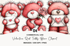 Valentine Red Teddy Bear Clipart Product Image 1