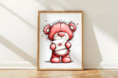 Valentine Red Teddy Bear Clipart Product Image 3
