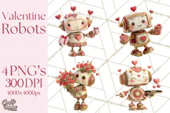 Valentine Robot Png Clipart, Cute Valentine Characters Product Image 1