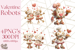 Valentine Robot Png Clipart, Cute Valentine Characters Product Image 1