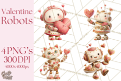 Valentine Robot Png Clipart, Cute Valentine Characters Product Image 1