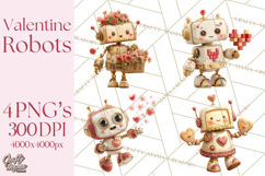 Valentine Robot Png Clipart, Cute Valentine Characters Product Image 1