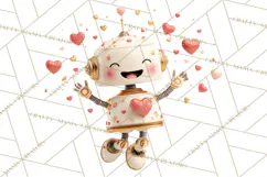 Valentine Robot Png Clipart, Cute Valentine Characters Product Image 5