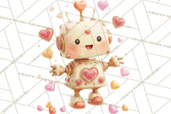 Valentine Robot Png Clipart, Cute Valentine Characters Product Image 2