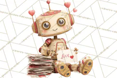 Valentine Robot Png Clipart, Cute Valentine Characters Product Image 5