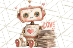 Valentine Robot Png Clipart, Cute Valentine Characters Product Image 2