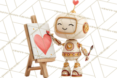 Valentine Robot Png Clipart, Cute Valentine Characters Product Image 2