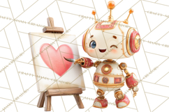 Valentine Robot Png Clipart, Cute Valentine Characters Product Image 4