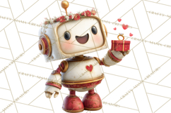 Valentine Robot Png Clipart, Cute Valentine Characters Product Image 3
