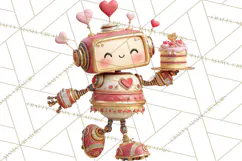Valentine Robot Png Clipart, Cute Valentine Characters Product Image 5