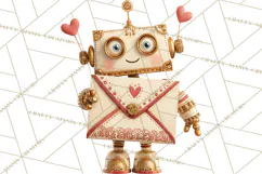 Valentine Robot Png Clipart, Cute Valentine Characters Product Image 4