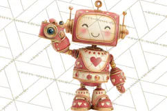 Valentine Robot Png Clipart, Cute Valentine Characters Product Image 5