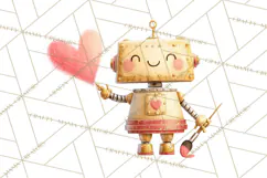 Valentine Robot Png Clipart, Cute Valentine Characters Product Image 4