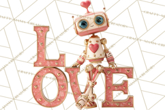 Valentine Robot Png Clipart, Cute Valentine Characters Product Image 2