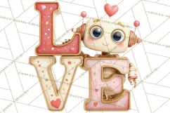 Valentine Robot Png Clipart, Cute Valentine Characters Product Image 4