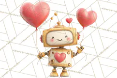 Valentine Robot Png Clipart, Cute Valentine Characters Product Image 2