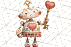 Valentine Robot Png Clipart, Cute Valentine Characters Product Image 3