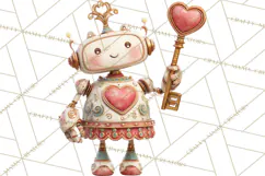 Valentine Robot Png Clipart, Cute Valentine Characters Product Image 3
