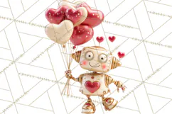 Valentine Robot Png Clipart, Cute Valentine Characters Product Image 5