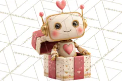 Valentine Robot Png Clipart, Cute Valentine Characters Product Image 5