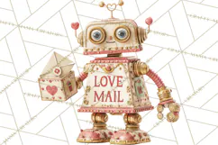 Valentine Robot Png Clipart, Cute Valentine Characters Product Image 3