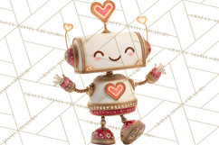 Valentine Robot Png Clipart, Cute Valentine Characters Product Image 3