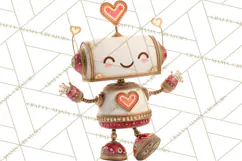 Valentine Robot Png Clipart, Cute Valentine Characters Product Image 3