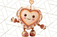 Valentine Robot Png Clipart, Cute Valentine Characters Product Image 5