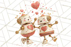 Valentine Robot Png Clipart, Cute Valentine Characters Product Image 2