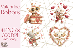Valentine Robot Png Clipart, Cute Valentine Characters Product Image 1