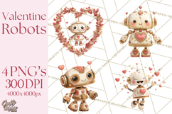 Valentine Robot Png Clipart, Cute Valentine Characters Product Image 1