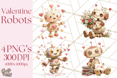 Valentine Robot Png Clipart, Cute Valentine Characters Product Image 1